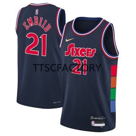 Camiseta Hombre NBA Philadelphia 76ers Joel Embiid 21 Nike 2021-2022 City Editon Swingman